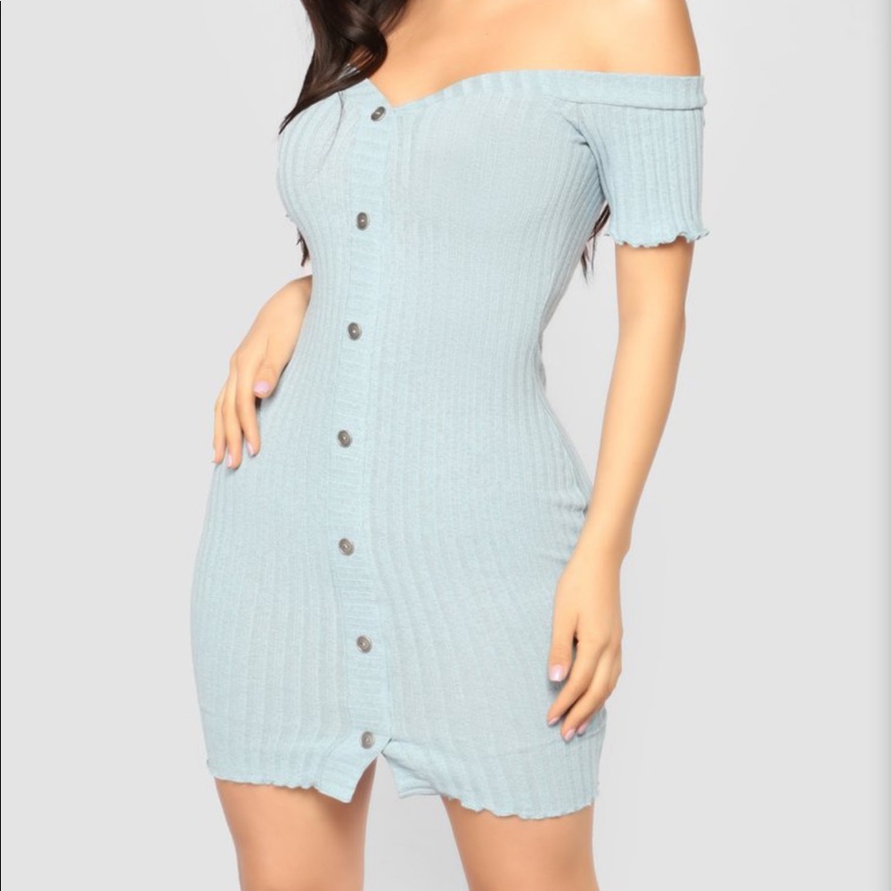 Ribbed off the shoulder dress
